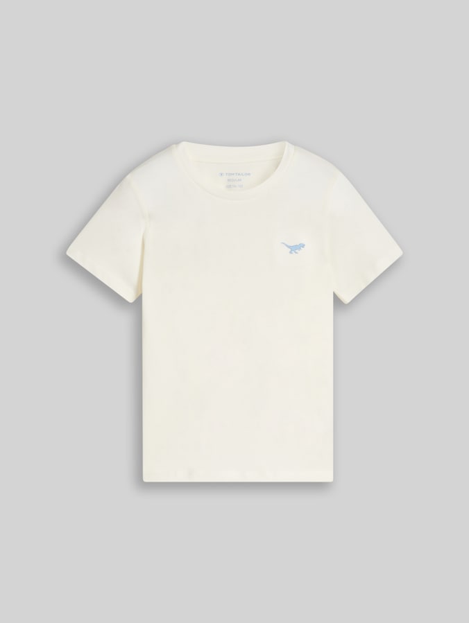 T-shirt imprimé en coton par Mini Boys, Wool White