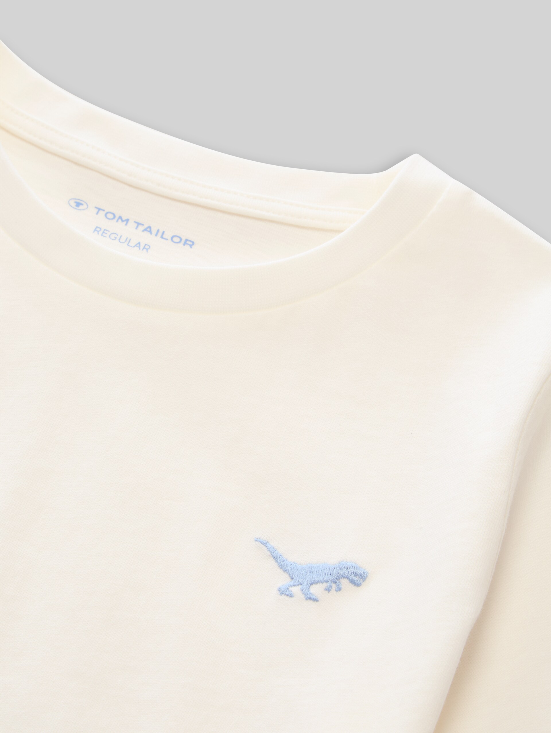 T-shirt met print van katoen - Wool White - Detailaanzicht model