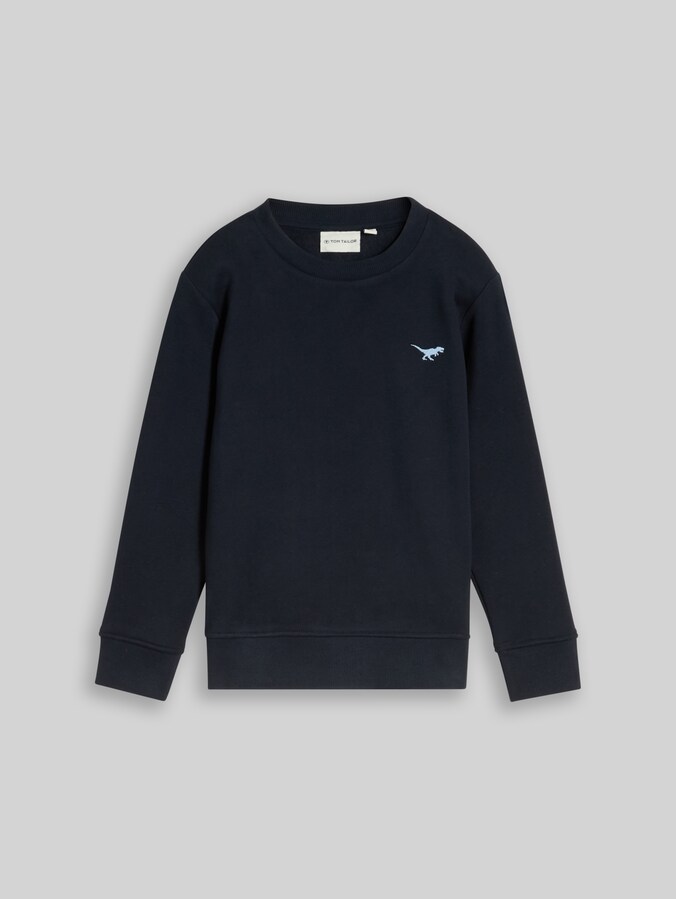 Sweatshirt met dinosaurusborduursel door Mini Boys, sky captain blue