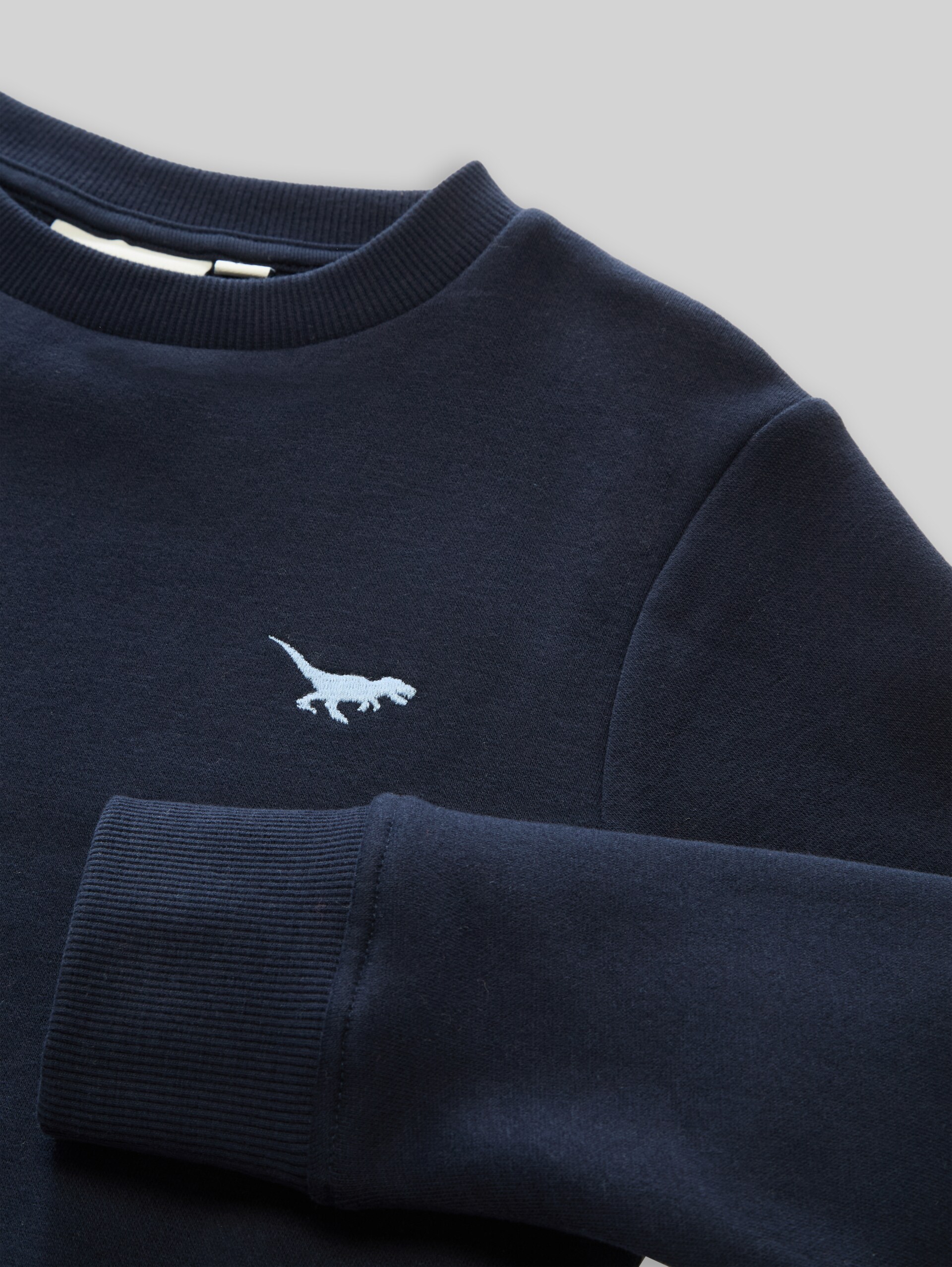 Sweatshirt mit Dino-Stickerei - sky captain blue - Detail-Model-Ansicht