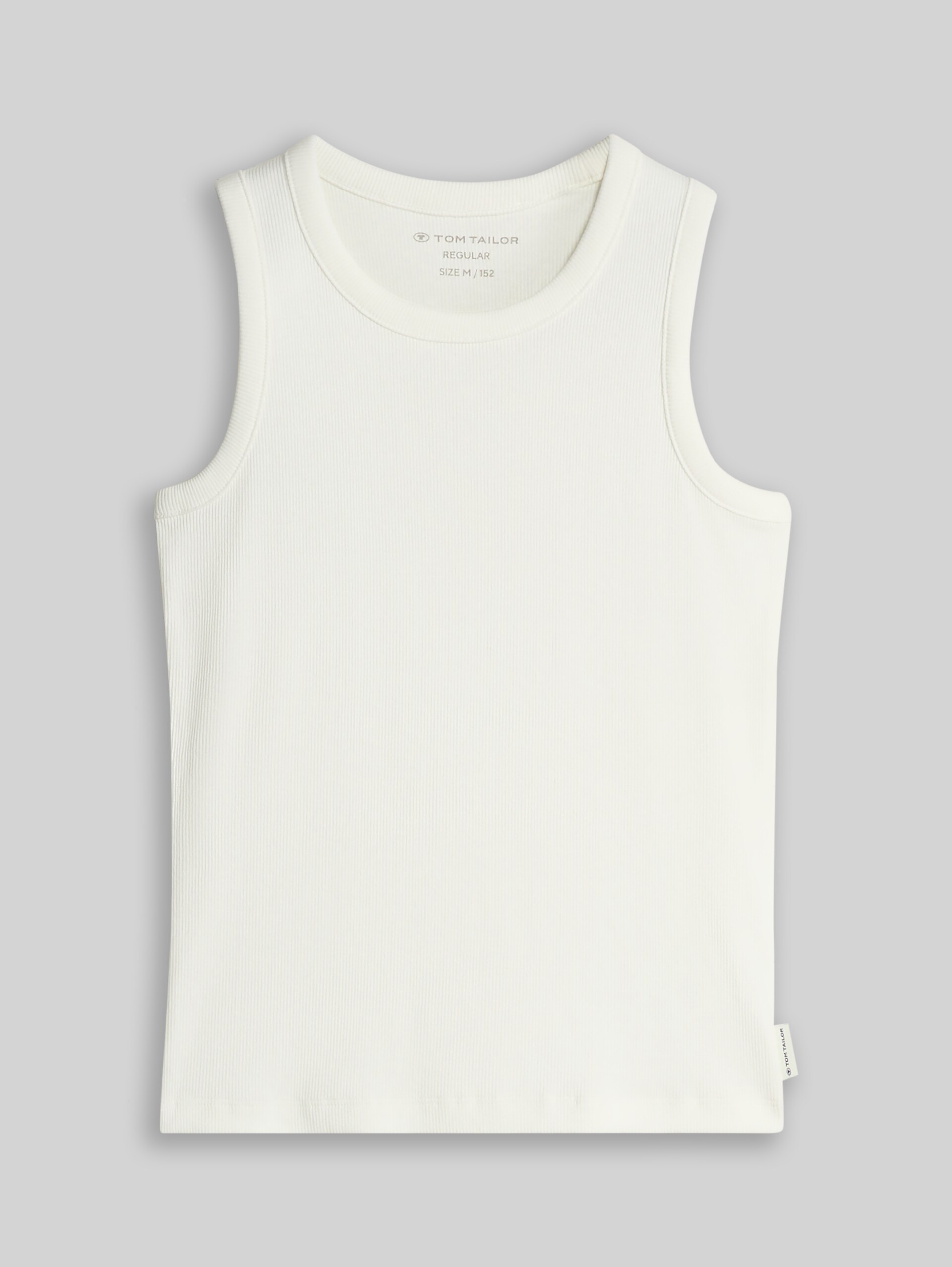 Basic geribbeld topje - Whisper White - Product vooraanzicht