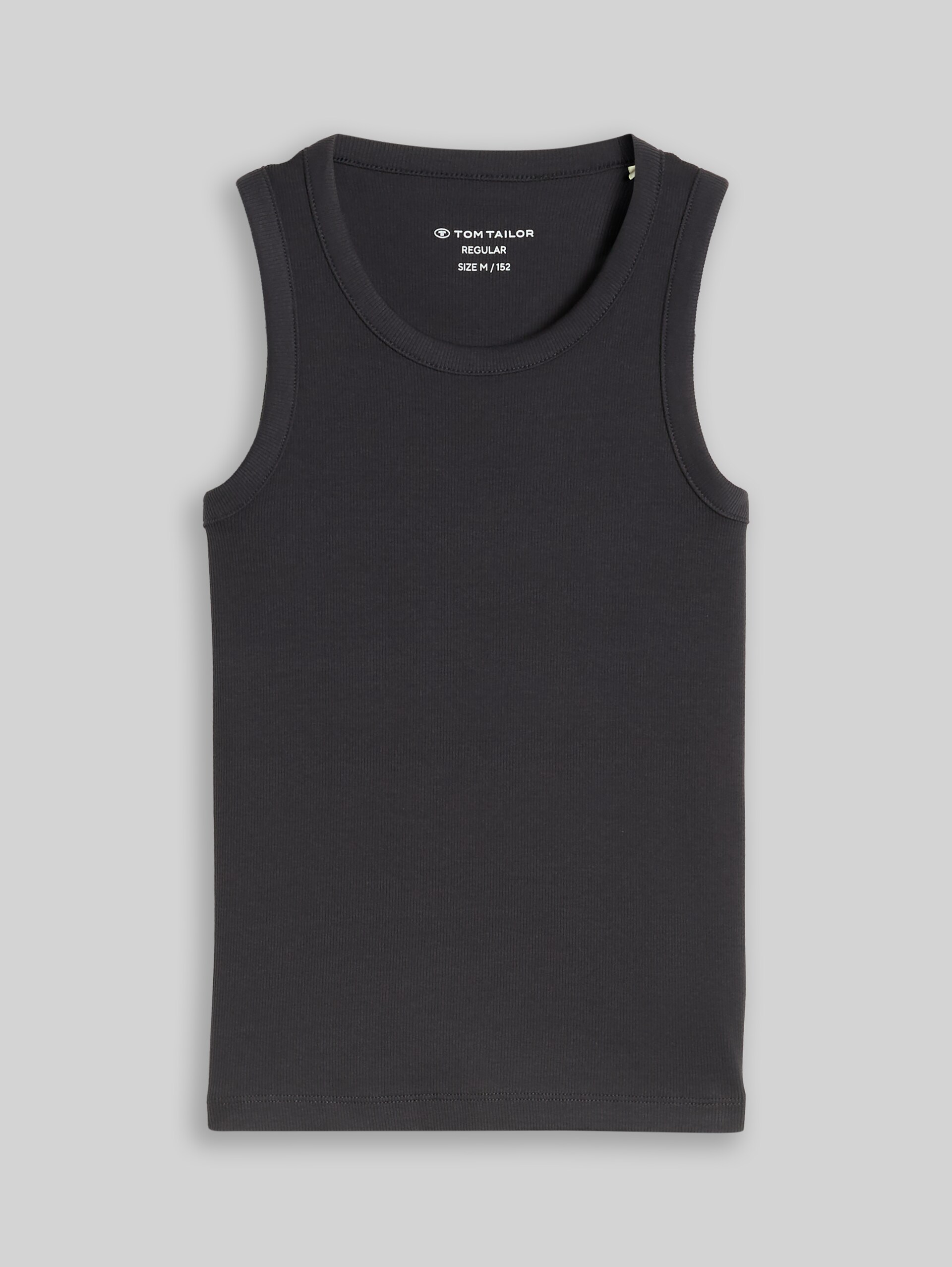Basic geribbeld topje - coal grey - Product vooraanzicht