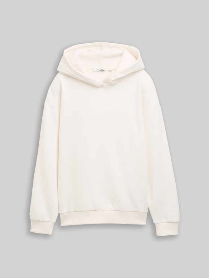 Oversized hooded sweatshirt with back print by Teen Girls, Gardenia White