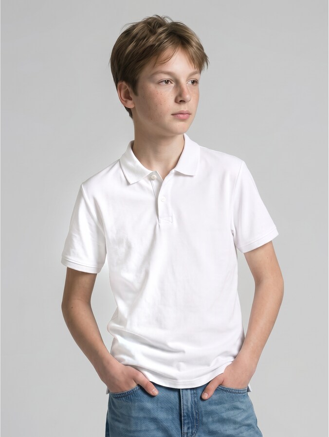Piqué Poloshirt von Teen Boys, White