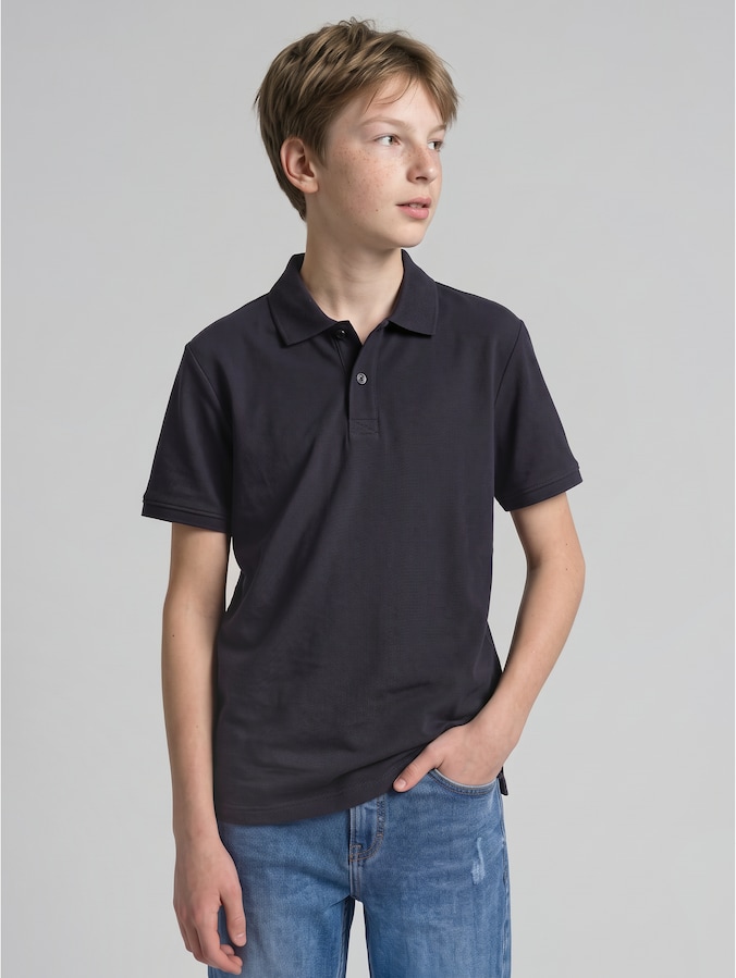 Piqué polo shirt by Teen Boys, coal grey