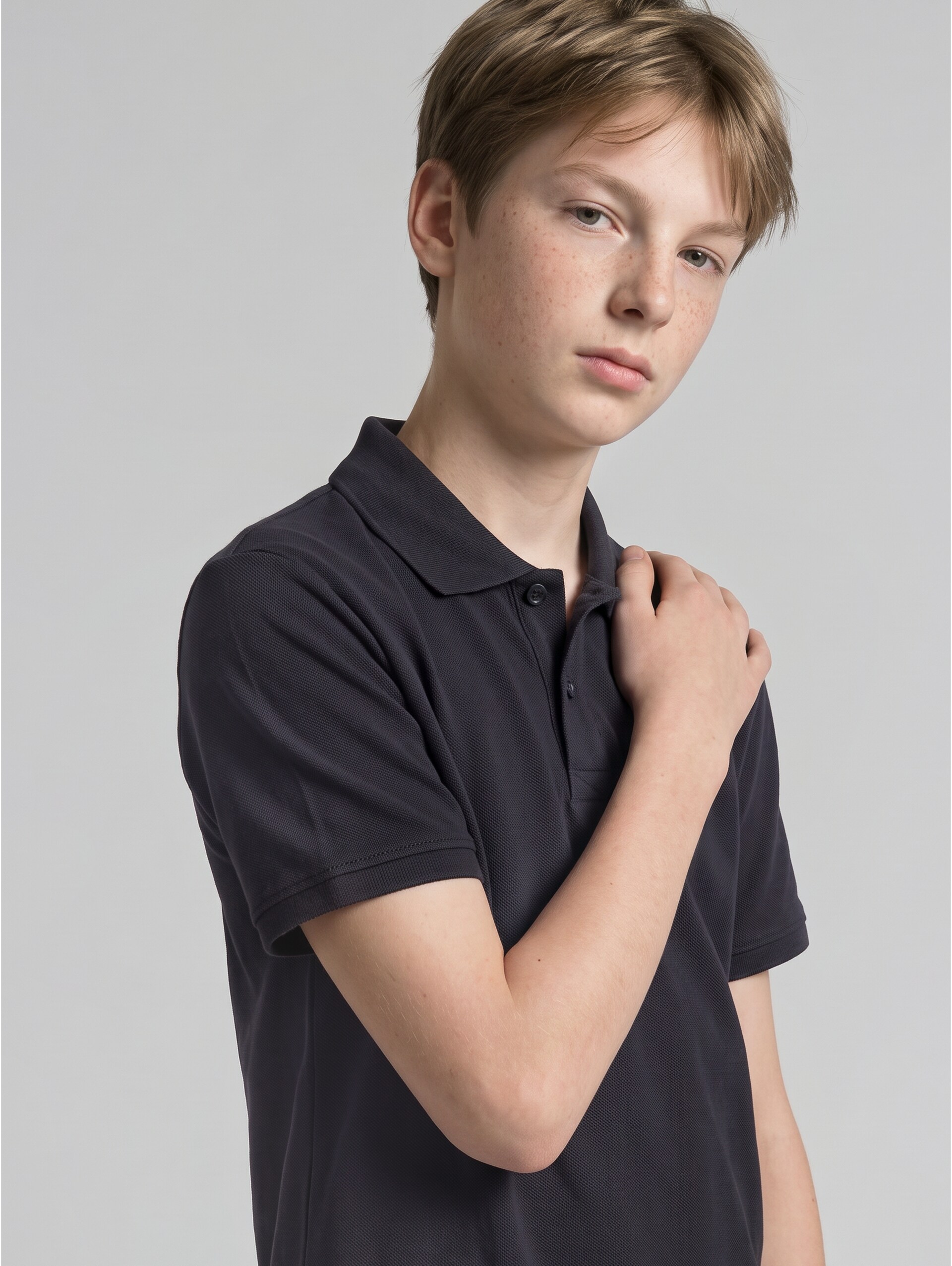 Polo en piqué - coal grey