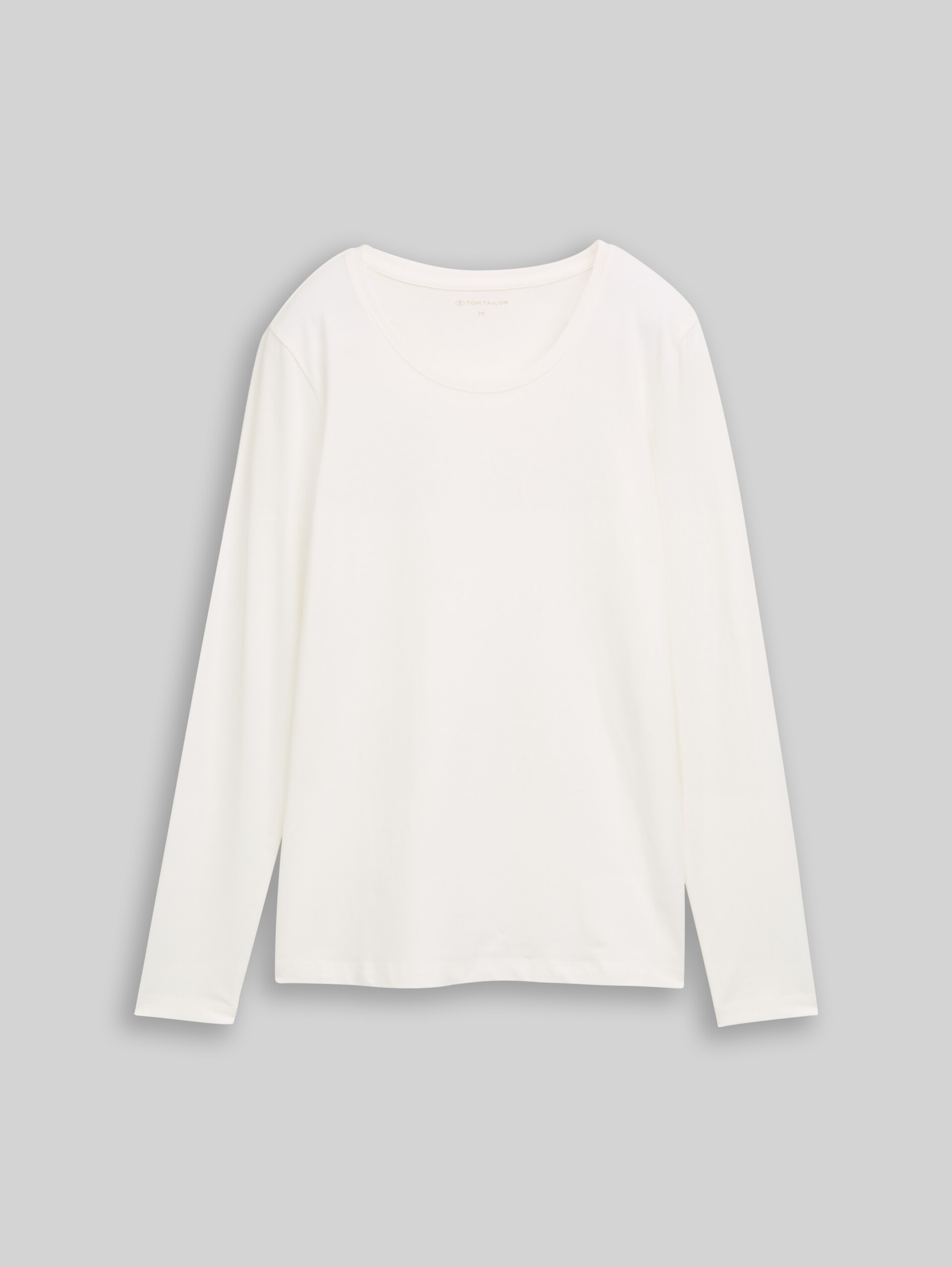 Slim fit T-shirt met lange mouwen en logoprint - Whisper White - Product vooraanzicht