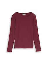 Ausgewählt, Slim Fit Langarmshirt mit U-Boot-Ausschnitt von Tom Tailor, rot