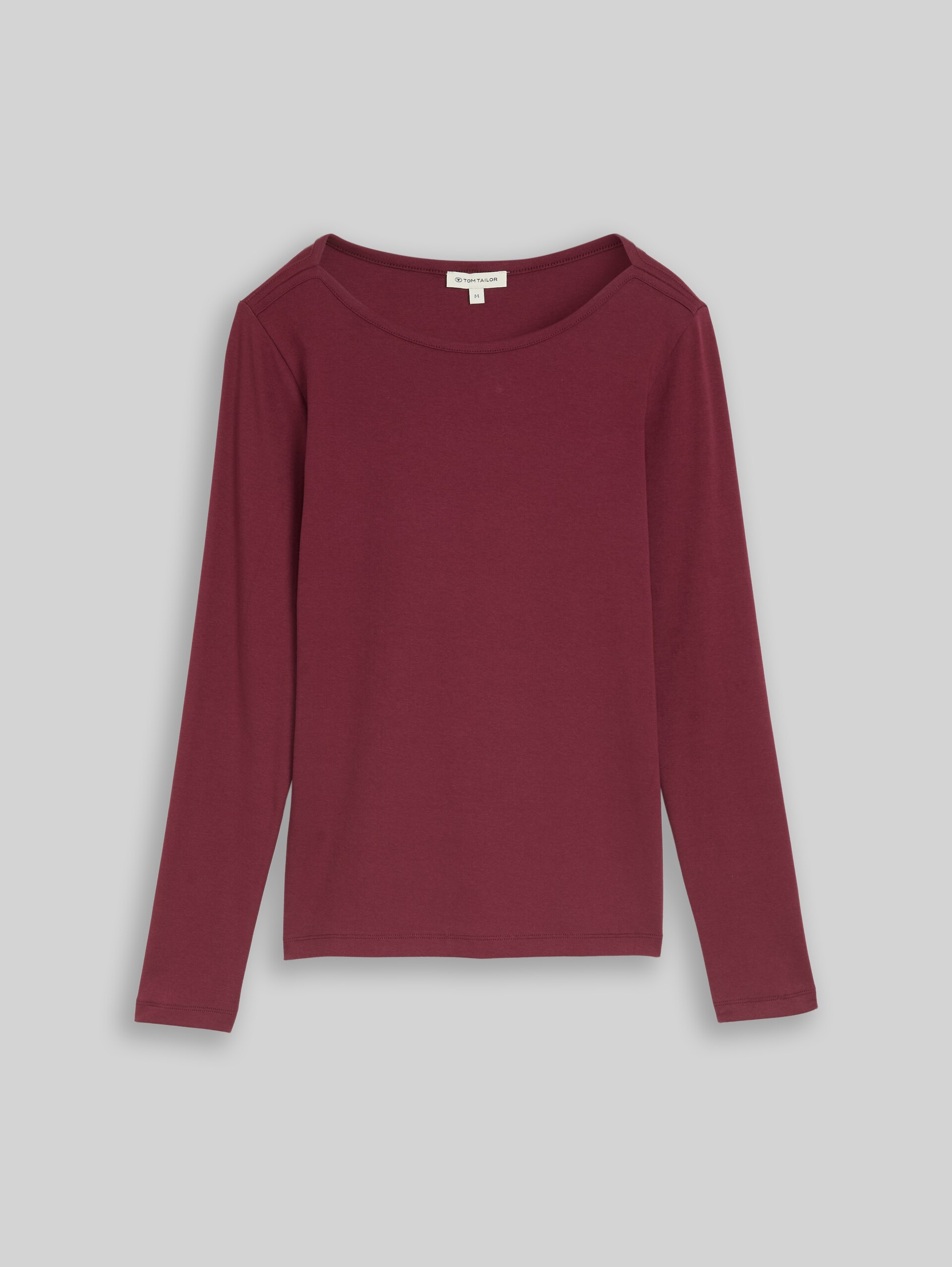 Slim Fit Langarmshirt mit U-Boot-Ausschnitt - Preppy Plum - Vorder-Produkt-Ansicht