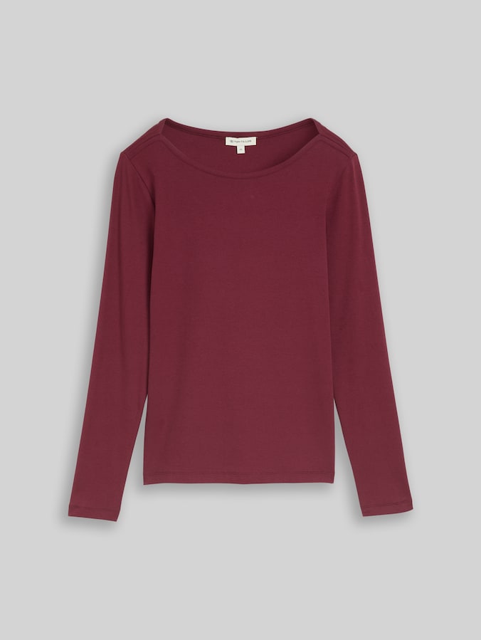 T-shirt à manches longues coupe slim avec encolure bateau par Women, Preppy Plum