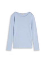 Nicht ausgewählt, Slim Fit Langarmshirt mit U-Boot-Ausschnitt von Tom Tailor, blau