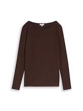 Ausgewählt, Slim Fit Langarmshirt mit U-Boot-Ausschnitt von Tom Tailor, braun