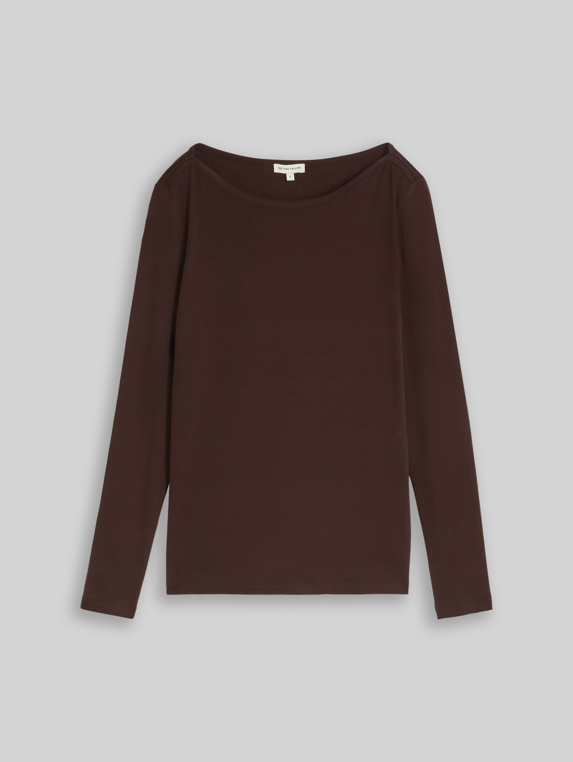 Slim Fit Langarmshirt mit U-Boot-Ausschnitt - java dark brown - Vorder-Produkt-Ansicht