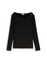 Nicht ausgewählt, Slim Fit Langarmshirt mit U-Boot-Ausschnitt von Tom Tailor, schwarz