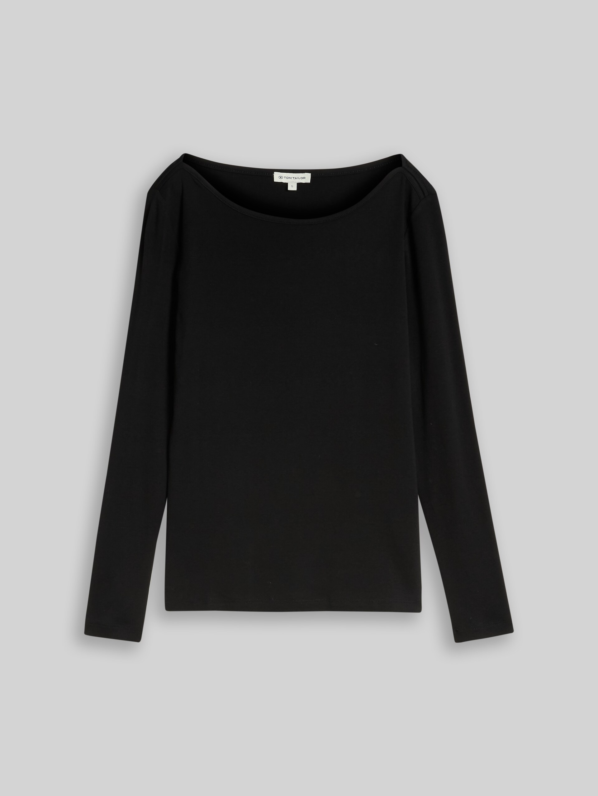 Slim Fit Langarmshirt mit U-Boot-Ausschnitt - deep black - Vorder-Produkt-Ansicht