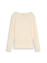 Ausgewählt, Slim Fit Langarmshirt mit U-Boot-Ausschnitt von Tom Tailor, weiß