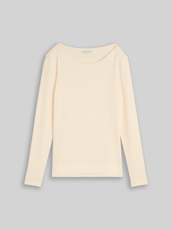 Slim fit shirt met lange mouwen en boothals door Women, soft buttercream