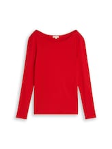 Nicht ausgewählt, Slim Fit Langarmshirt mit U-Boot-Ausschnitt von Tom Tailor, rot