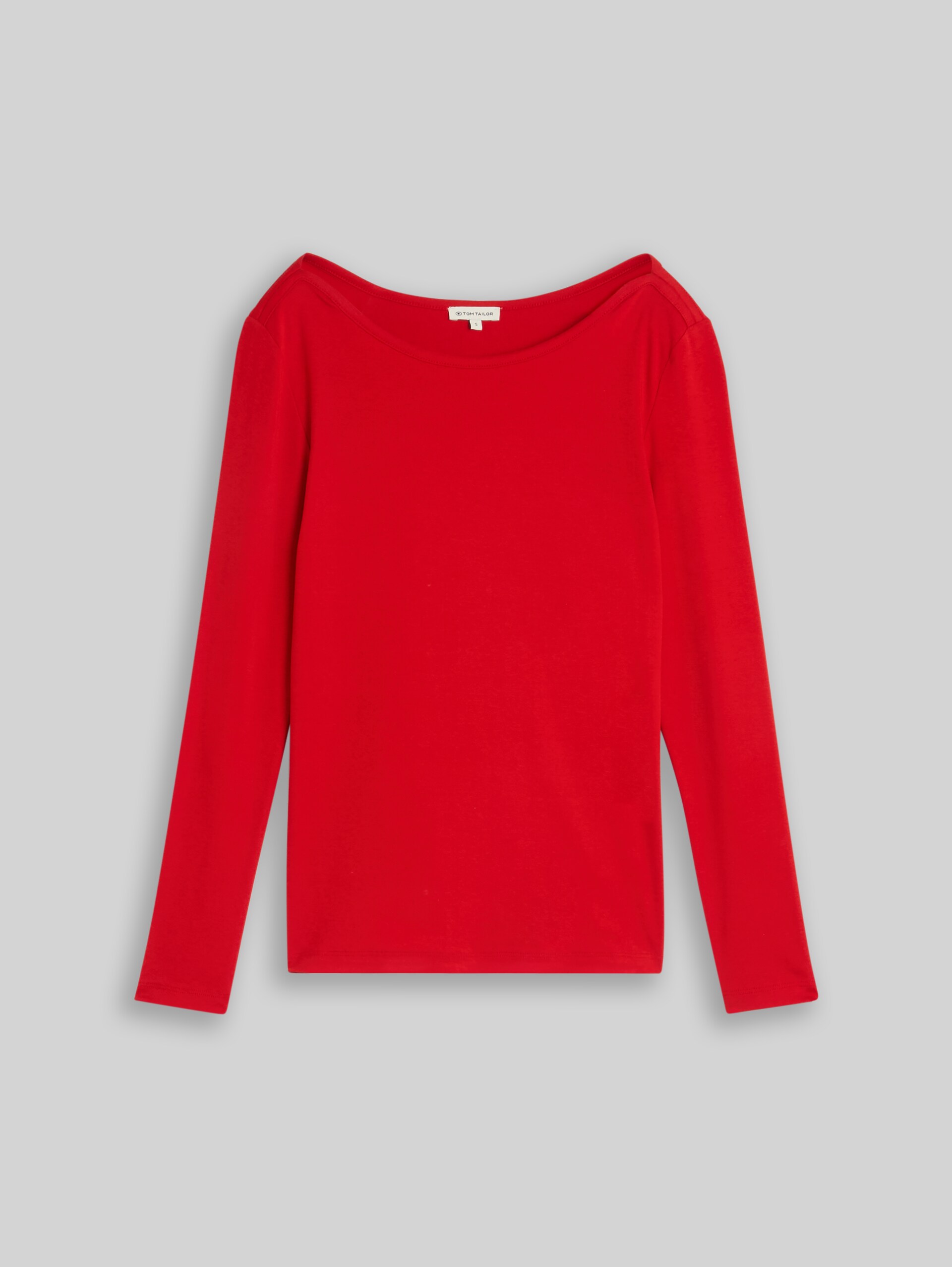 Slim Fit Langarmshirt mit U-Boot-Ausschnitt - soft scarlet red - Vorder-Produkt-Ansicht
