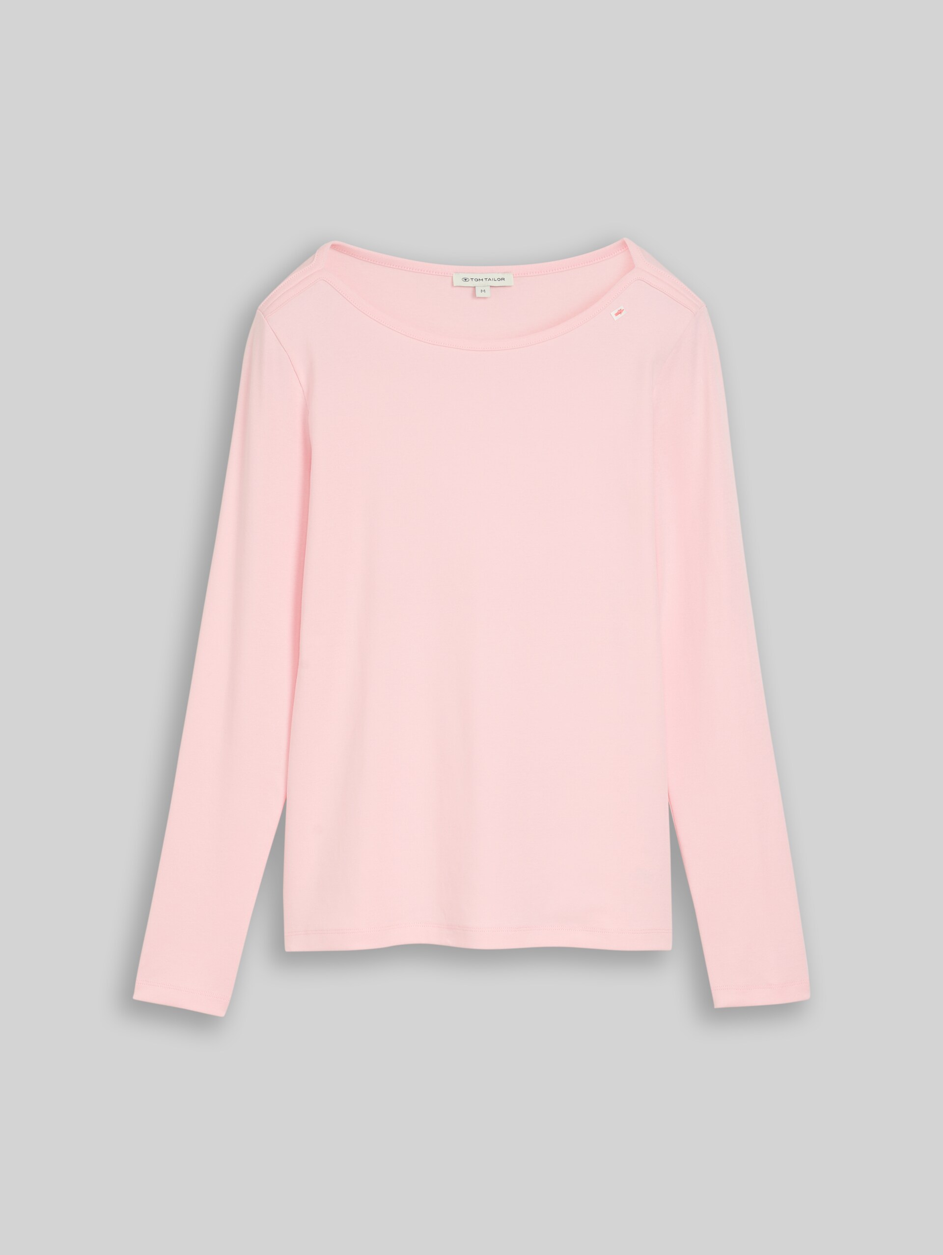 Slim Fit Langarmshirt mit U-Boot-Ausschnitt - light pastel pink - Vorder-Produkt-Ansicht
