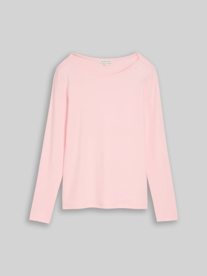 T-shirt à manches longues coupe slim avec encolure bateau par Women, light pastel pink