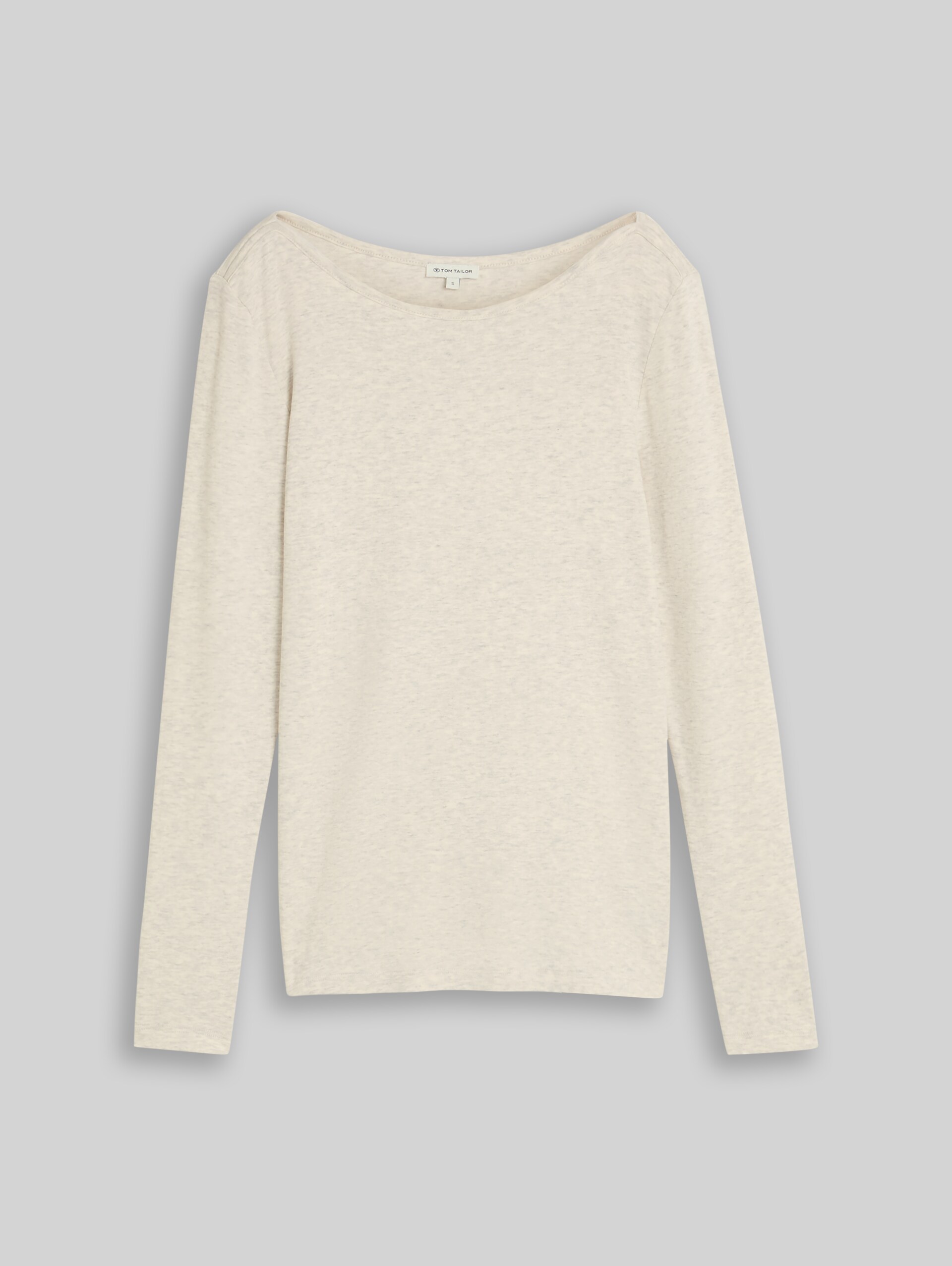Slim Fit Langarmshirt mit U-Boot-Ausschnitt - whisper offwhite melange - Vorder-Produkt-Ansicht