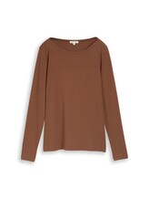 Nicht ausgewählt, Slim Fit Langarmshirt mit U-Boot-Ausschnitt von Tom Tailor, braun