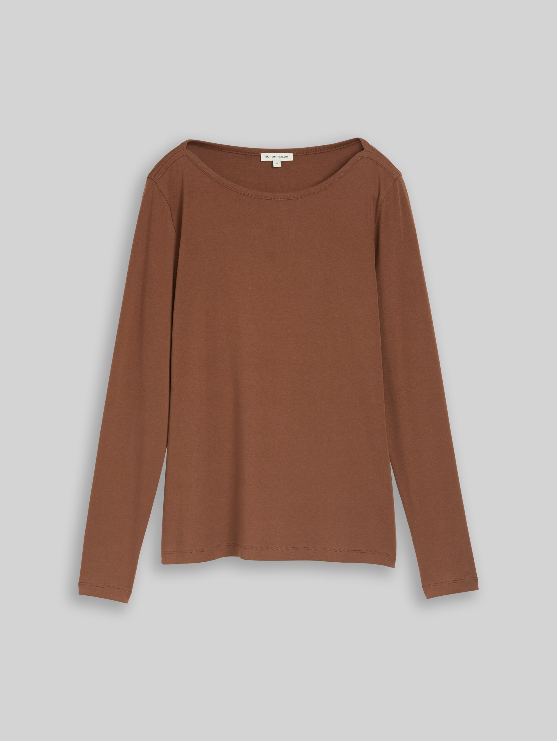 Slim Fit Langarmshirt mit U-Boot-Ausschnitt - camel - Vorder-Produkt-Ansicht