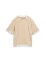 Sélectionné, T-shirt coupe carrée au look 2-en-1 par Tom Tailor, beige