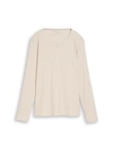 Ausgewählt, Henley Langarmshirt mit Rippstruktur von Tom Tailor, beige