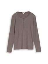 Geselecteerd, Henley-shirt met lange mouwen en geribde structuur door Tom Tailor, bruin