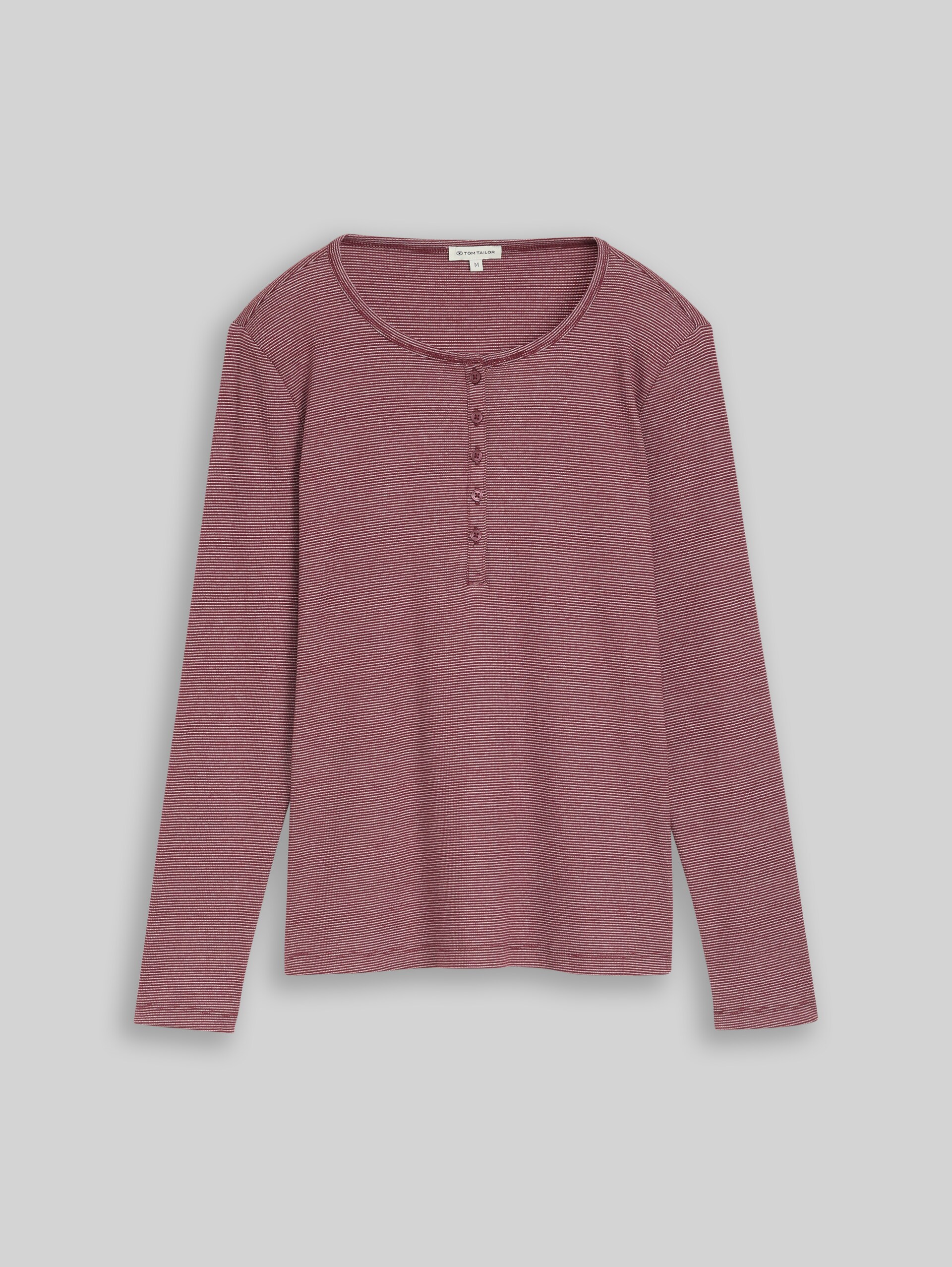 Henley-shirt met lange mouwen en geribde structuur - light pink preppy plum stripe - Product vooraanzicht