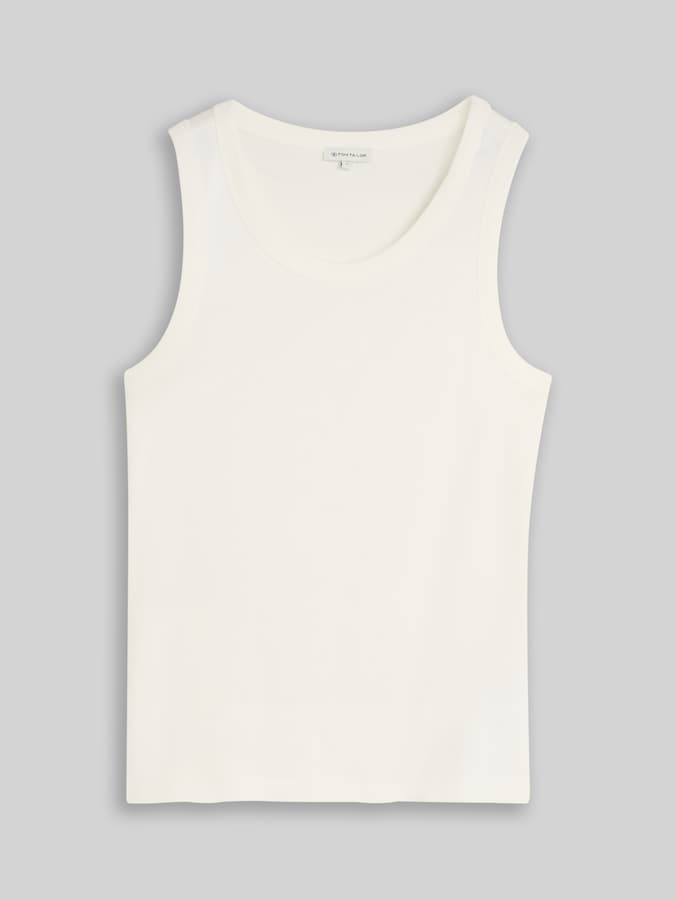 Top met geribbelde structuur door Women, Whisper White