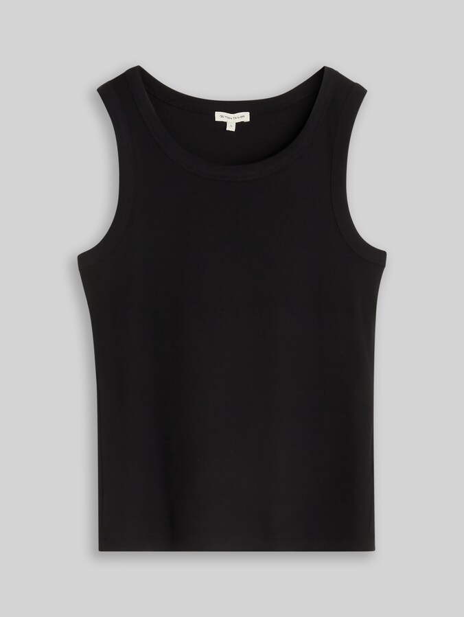 Top à texture côtelée par Women, deep black