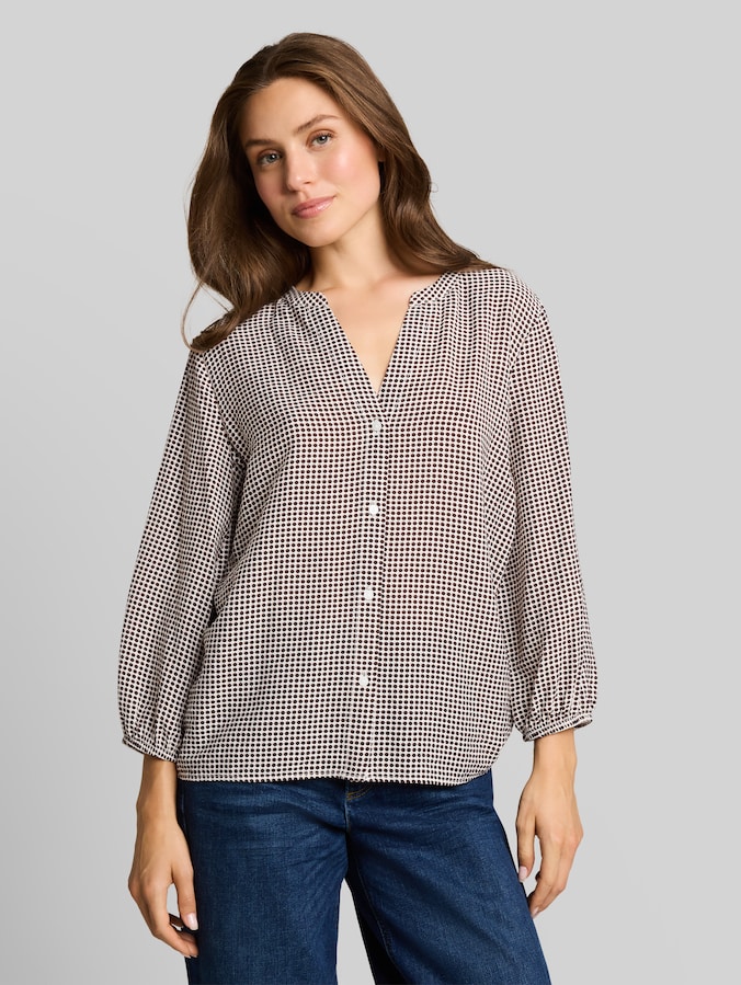Patterned blouse by Women, small brown dot print
