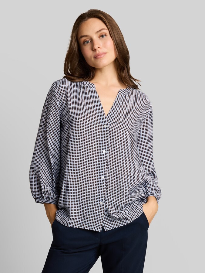 Blouse met patroon door Women, small blue brown dot print