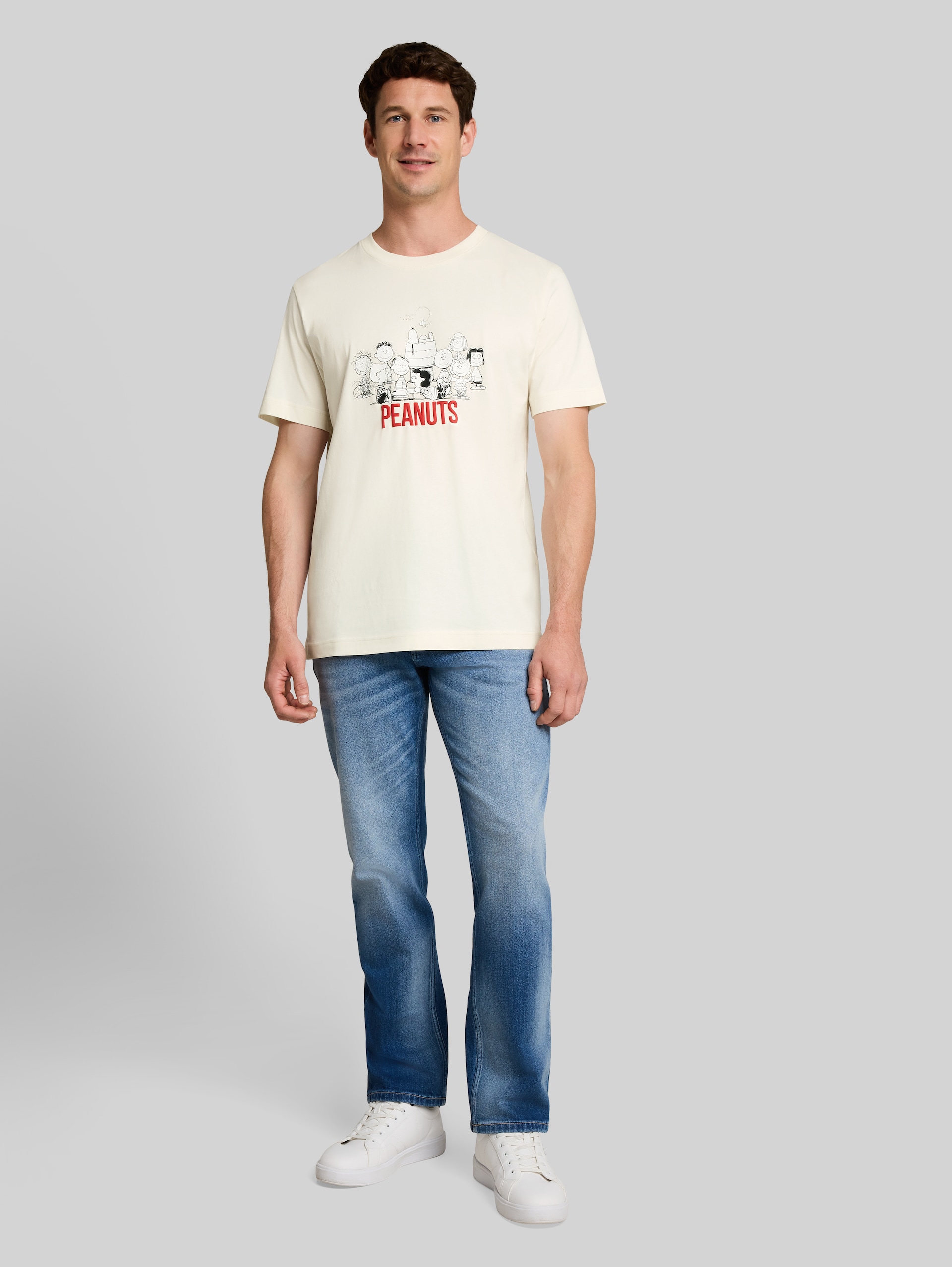 T-shirt met Snoopy-print - Gardenia White - Model vooraanzicht