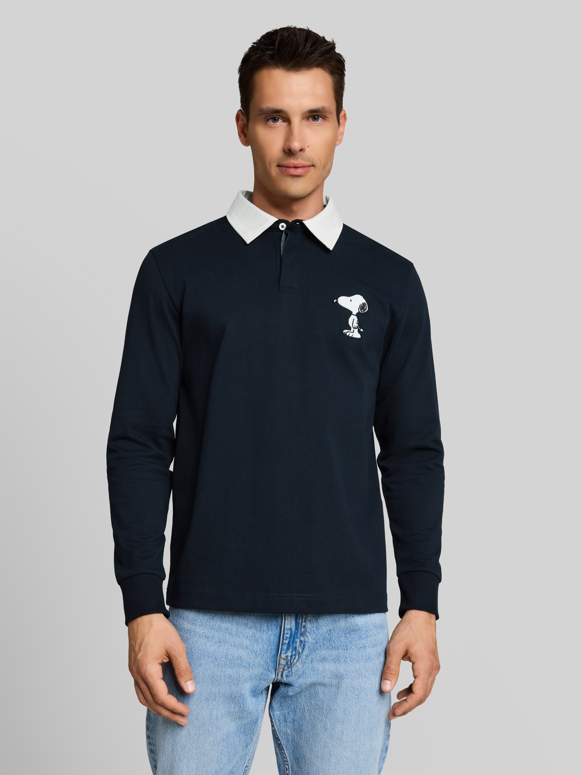 Poloshirt met lange mouwen en Snoopy-print op de rug - sky captain blue