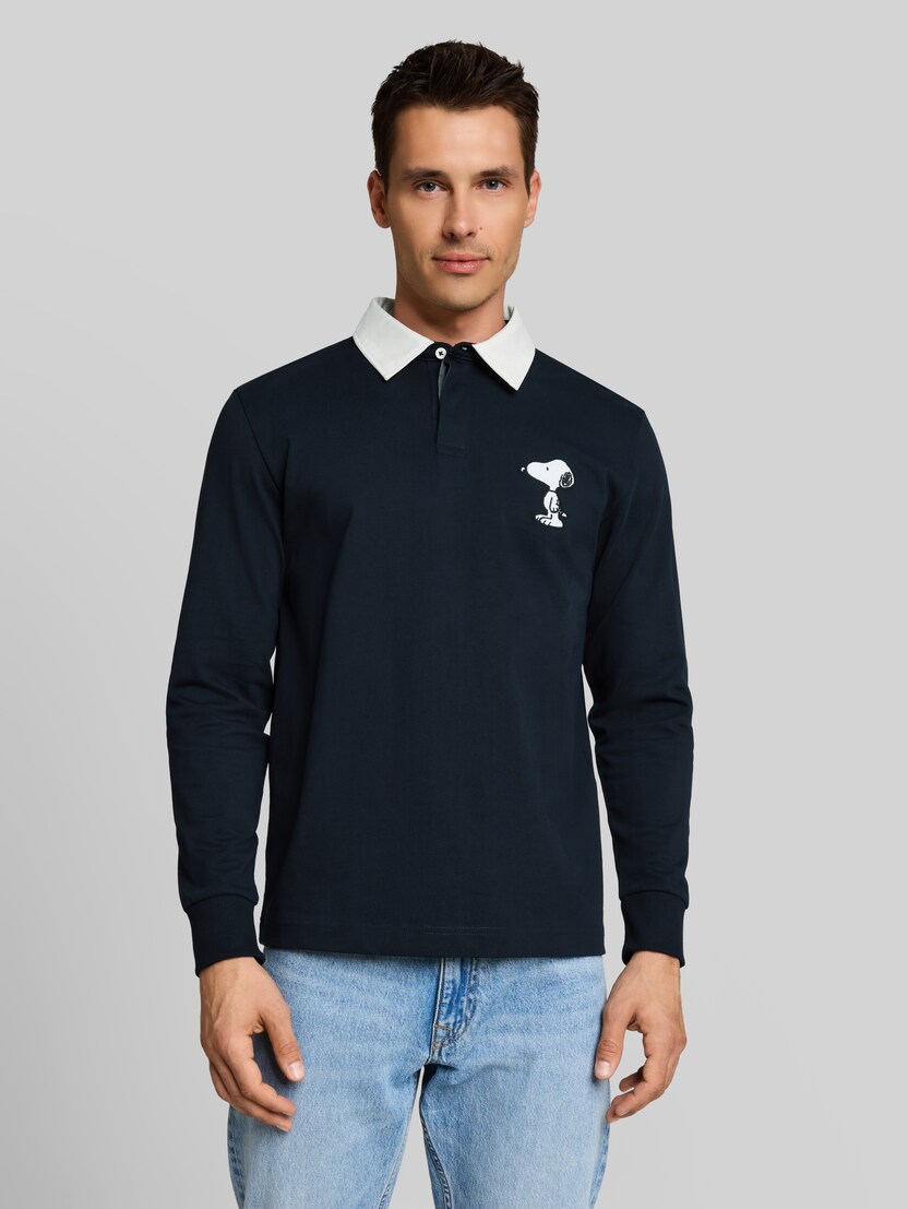 Poloshirt met lange mouwen en Snoopy-print op de rug door Men, sky captain blue