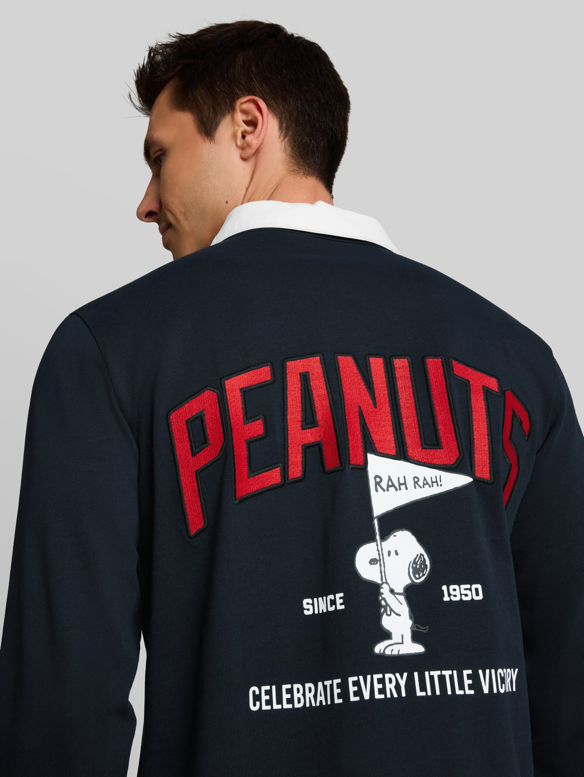 Poloshirt met lange mouwen en Snoopy-print op de rug - sky captain blue