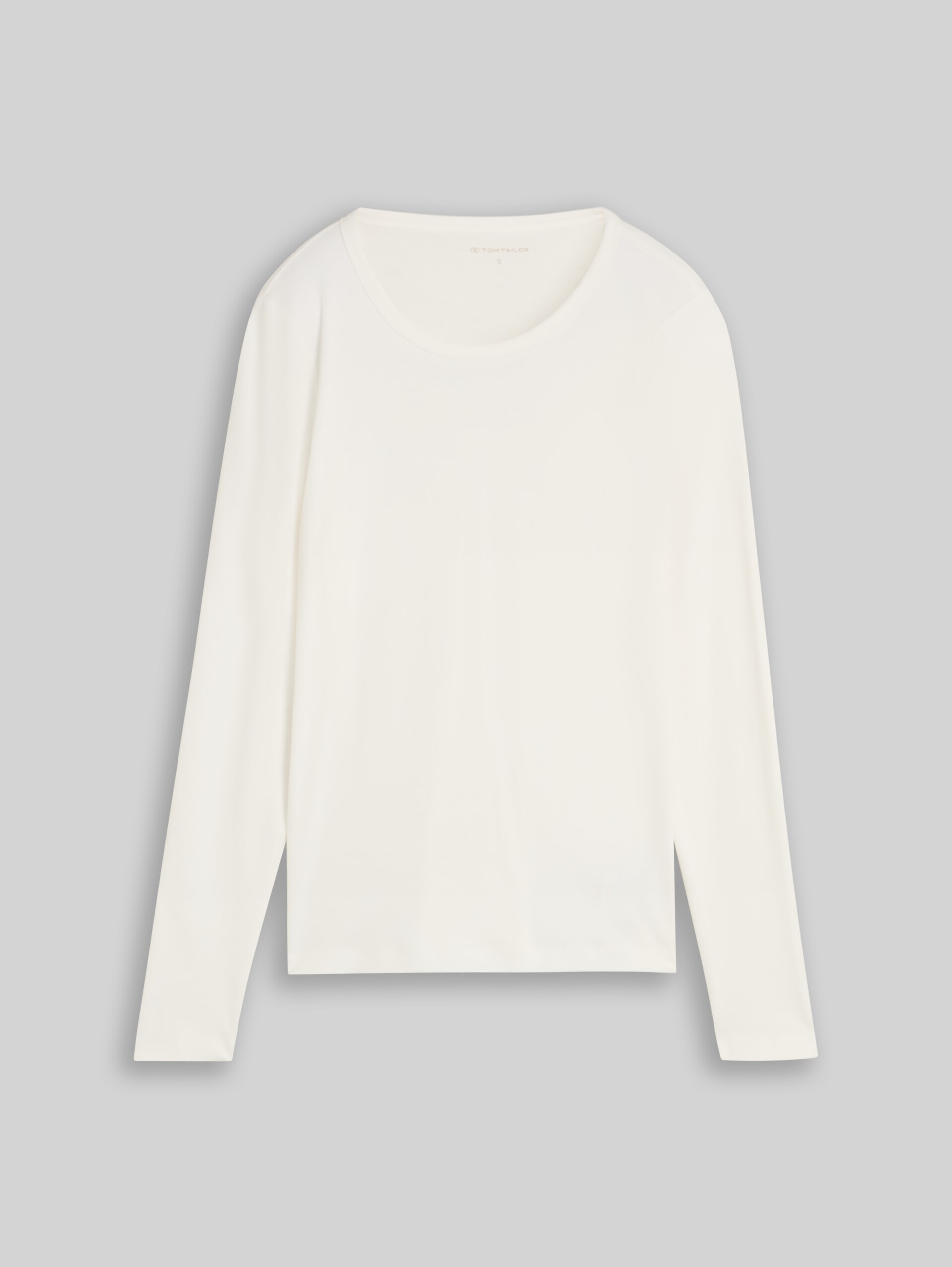 Basic katoenen shirt met lange mouwen - Whisper White - Product vooraanzicht