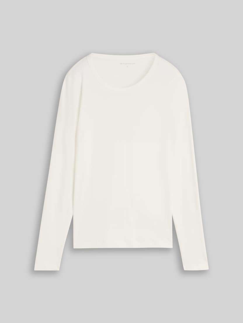 Basic katoenen shirt met lange mouwen door Women, Whisper White