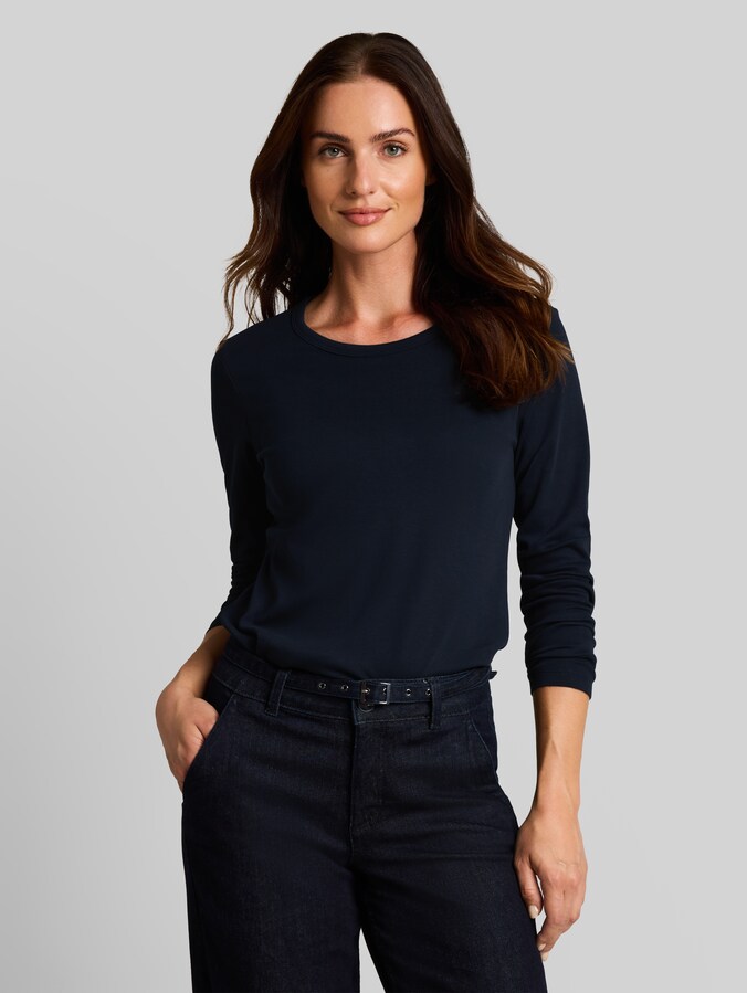 Basic katoenen shirt met lange mouwen door Women, sky captain blue