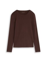 Niet geselecteerd, Basic katoenen shirt met lange mouwen door Tom Tailor, bruin