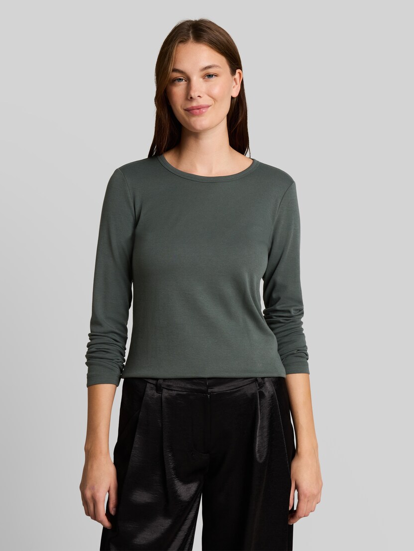 Basic Langarmshirt aus Baumwolle von Women, Darkest Olive