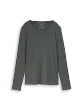 Sélectionné, T-shirt basique à manches longues en coton par Tom Tailor, verdoyant