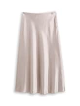 Ausgewählt, Fitted Satin Midi-Rock von Tom Tailor, braun