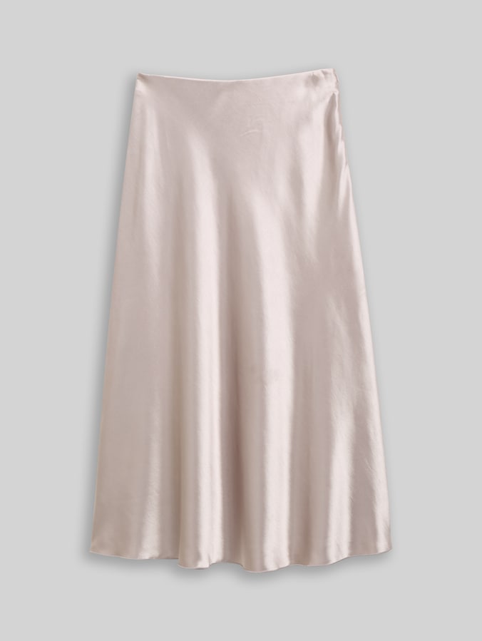 Fitted Satin Midi-Rock von Denim Female, atmosphere beige