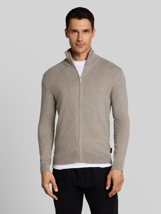 Strickjacke mit Kaschmir-Anteil von Men, Driftwood Taupe Melangé