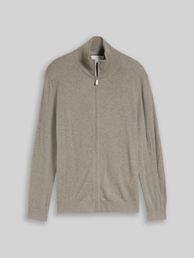 Gebreid vest met kasjmier door Men, Driftwood Taupe Melangé